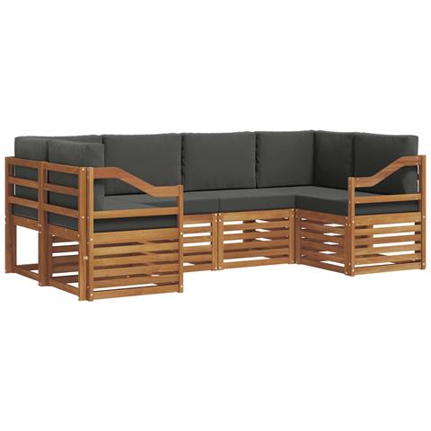 Set divani 20 pcs Naturale e Antracite Legno di Acacia Massello - Foto 1