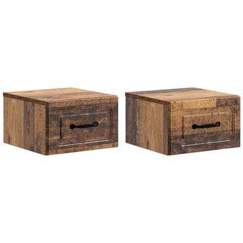 Mobiletto da notte a muro 2 pcs Legno antico 34,5 x 33 x 20 cm - Foto 1