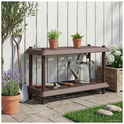 Unità di scaffalatura 2 livelli 100 x 40 x 55,5 cm PP Marrone - Foto 2