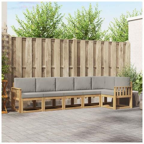 Set di divani da esterno 6 pcs Bianco e Grigio Chiaro - Foto 2