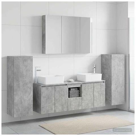 Set di mobili per il bagno 6 pcs Grigio Cemento - Foto 2