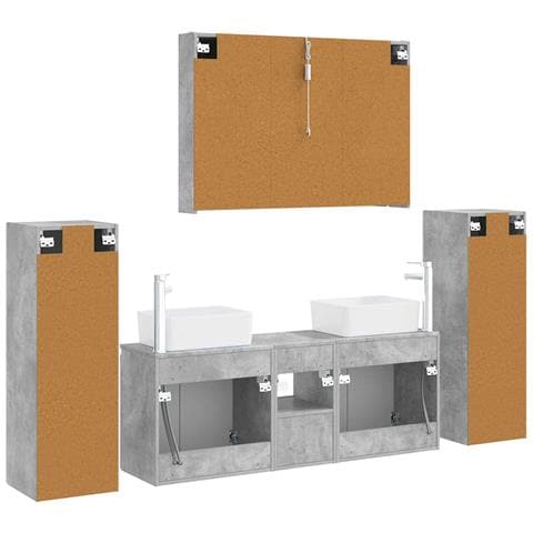 Set di mobili per il bagno 6 pcs Grigio Cemento - Foto 9