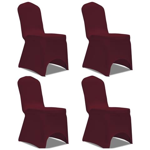Set 4 Pz Fodera Elastica Per Sedie Rosso Bordeaux - Foto 1