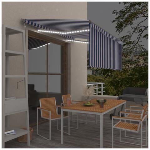 Tenda Automatica Parasole LED Sensore Vento 3,5x2,5cmBlu Bianca - Foto 9