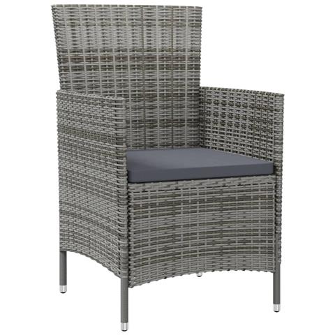 Sedie Da Giardino 4 Pz Con Cuscini In Polyrattan Grigio - Foto 2