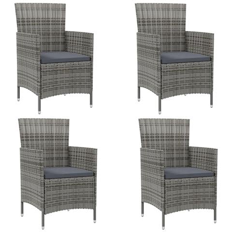 Sedie Da Giardino 4 Pz Con Cuscini In Polyrattan Grigio - Foto 1