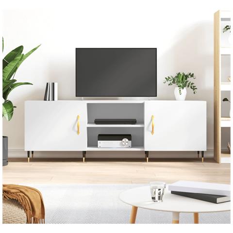 Mobile Porta Tv Bianco 150x30x50 Cm In Legno Multistrato - Foto 11