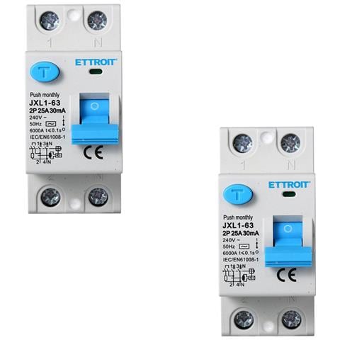 Interruttore Differenziale Puro 2p 25a 6ka 30ma 220v Salvavita 2 Pezzi - Foto 1