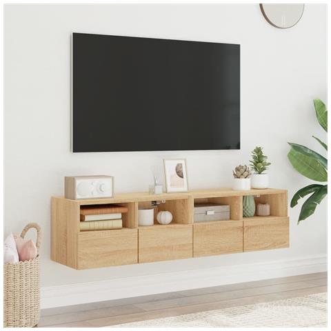 Mobili Tv Parete 2pz Rovere Sonoma 60x30x30cm Legno Multistrato - Foto 3