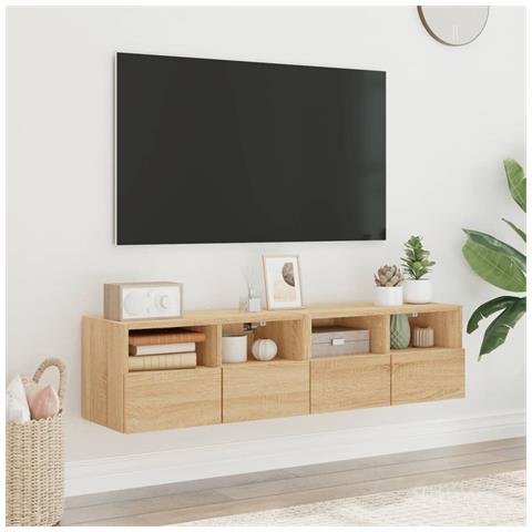 Mobili Tv Parete 2pz Rovere Sonoma 60x30x30cm Legno Multistrato - Foto 1