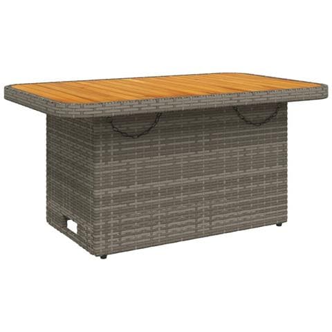 Tavolo Giardino Grigio 90x55x71 Cm In Polyrattan E Legno Acacia - Foto 2