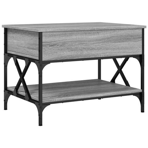 Tavolino Salotto Grigio Sonoma 70x50x50 Cm Multistrato Metallo - Foto 2