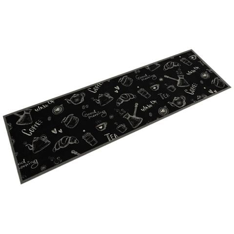 Tappeto Da Cucina Lavabile Nero Mattutino 45x150 Cm In Velluto - Foto 1