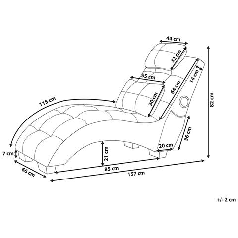 Chaise Longue Simorre Velluto Blu Scuro Con Altoparlante Bluetooth Integrato - Foto 2