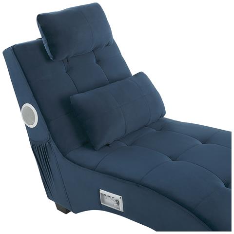 Chaise Longue Simorre Velluto Blu Scuro Con Altoparlante Bluetooth Integrato - Foto 8