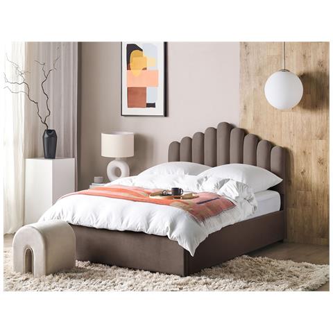 Letto Contenitore Velluto Tortora 140 X 200 Cm Vincennes - Foto 1