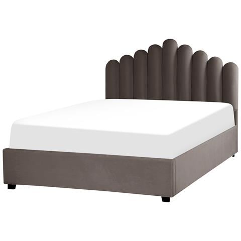 Letto Contenitore Velluto Tortora 140 X 200 Cm Vincennes - Foto 8