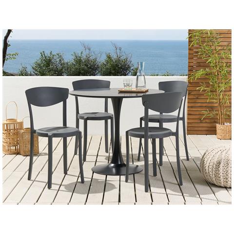 Set Di 4 Sedie Da Pranzo Grigio Scuro Vieste - Foto 1