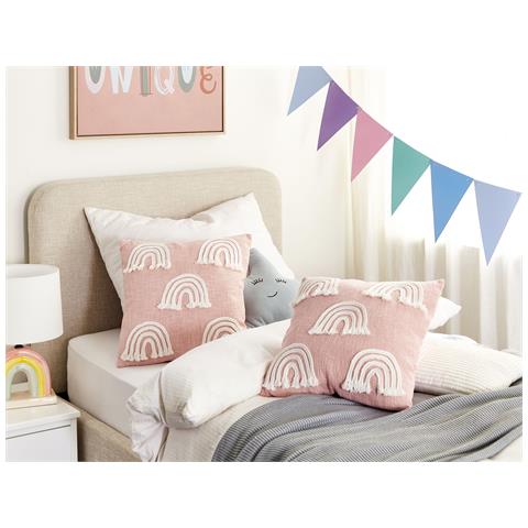 Set Di 2 Cuscini Leea Cotone 45 X 45 Cm Rosa Pastello - Foto 1