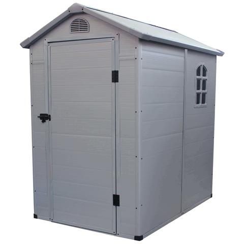 Casetta Cottage Da Giardino Porta Attrezzi In Resina Effetto Legno Cortina Grigio Chiaro - Foto 1