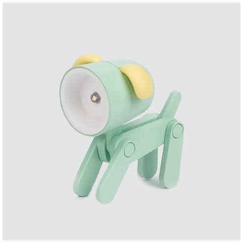 Puppy Dog Mini Lampada Verde A Forma Di Cane Da Tavolo Pieghevole A Led Luce Calda Regolabile E Tascabile Per La Lettura O Illumina Sul Tuo Comodino O Scrivania Pile Incluse - Foto 1
