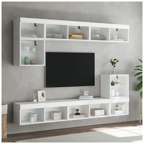 Mobile Porta TV con Luci LED Bianco 80x30x30 cm - Foto 2