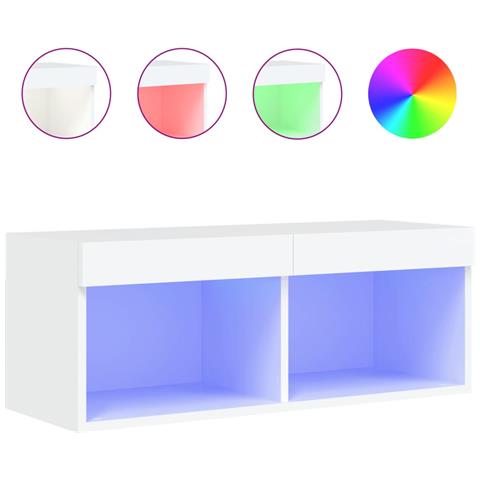 Mobile Porta TV con Luci LED Bianco 80x30x30 cm - Foto 1