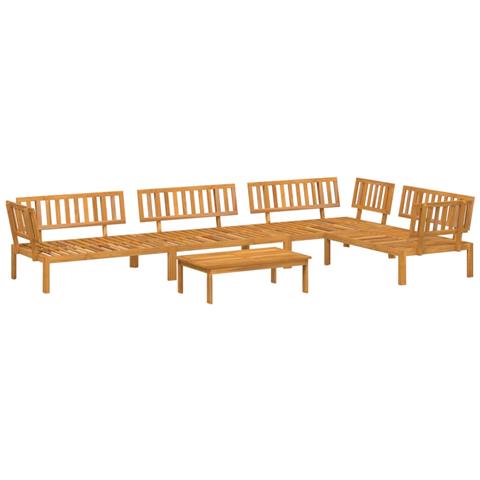 Set Divano Pallet Da Giardino 5 Pz In Legno Massello Di Acacia - Foto 2