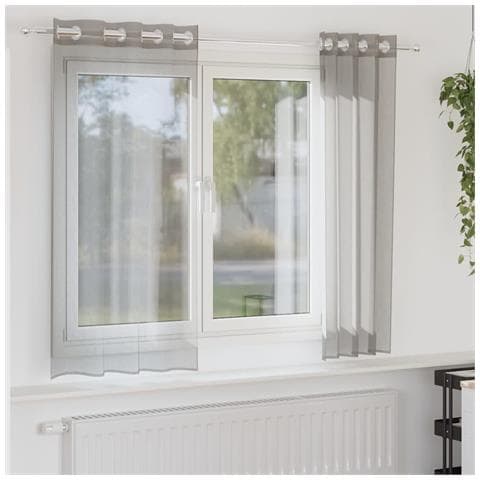 Tende In Voile Con Occhielli 2 Pz Grigio Chiaro 140x175 Cm - Foto 1