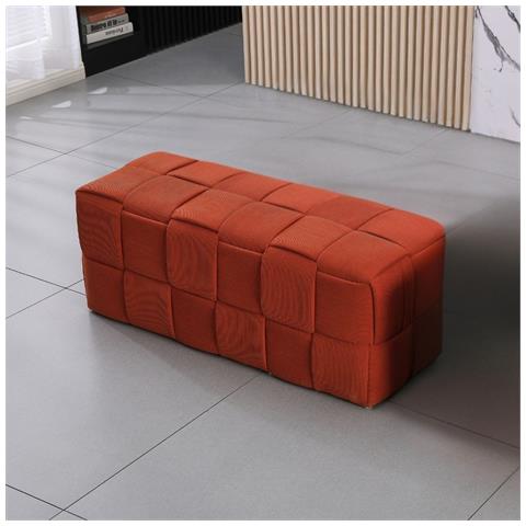 Pouf Den Rettangolare Effetto Intrecciato Colore Ruggine - Foto 1