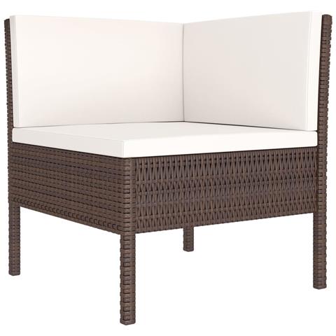 Set Divani Da Giardino 6 Pz Con Cuscini In Polyrattan Marrone - Foto 2