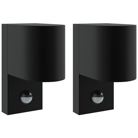 Lampade da parete esterne con sensore 2 pz Acciaio inossidabile nero IP44 - Foto 1