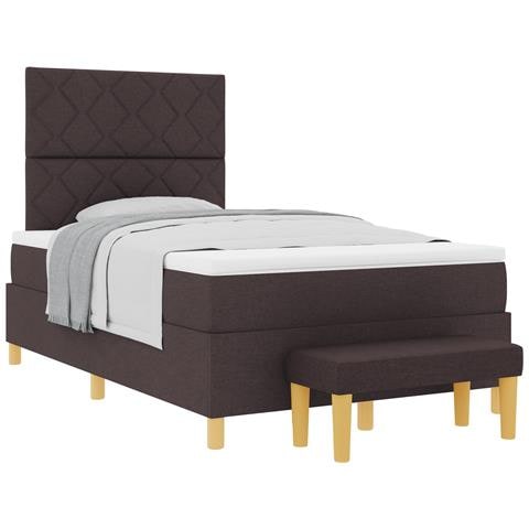 Letto con Box Spring e Panchina Marrone Scuro 120x200 cm Tessuto - Foto 1