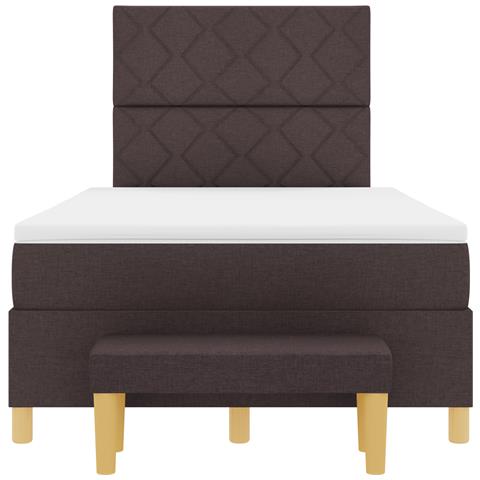 Letto con Box Spring e Panchina Marrone Scuro 120x200 cm Tessuto - Foto 9
