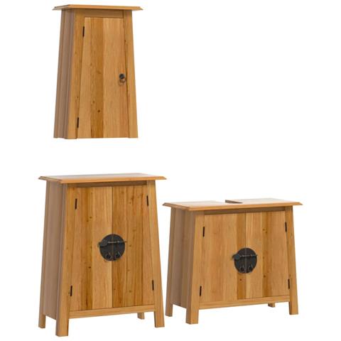 Set Mobili da Bagno 3 pz in Legno Massello di Pino - Foto 1