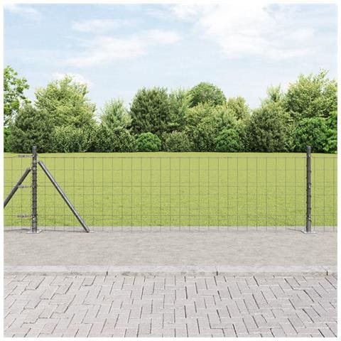 Recinzione Euro con Base in Calcestruzzo 25 x 0,4 m Grigio Rete - Foto 2