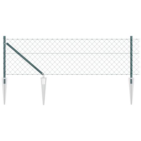 Recinzione a Maglie con 7 Paletti a Punta 0.8x10 m Acciaio Zincato - Foto 1
