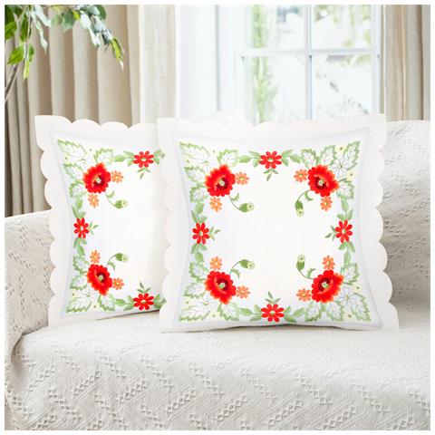 Set Di 2 Copricuscini 40x40 Cm Con Ricamo Di Immagini Floreali - Foto 2
