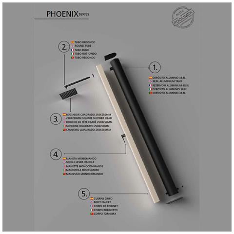 Imex Doccia Solare Da Piscina In Acciaio S316 Color Beige Con Serbatoio In Alluminio Da 39 Litri E Diffusore Anticalcare Modello Alaska - Foto 6