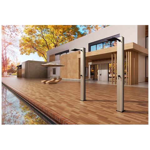 Imex Doccia Solare Da Piscina In Acciaio S316 Color Beige Con Serbatoio In Alluminio Da 39 Litri E Diffusore Anticalcare Modello Alaska - Foto 1