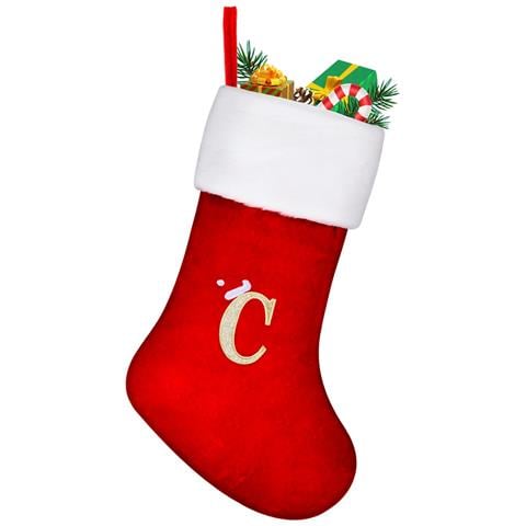 Calza Natalizia Grande 45 Cm Rossa Per Natale Con Lettera ""c"" - Foto 1