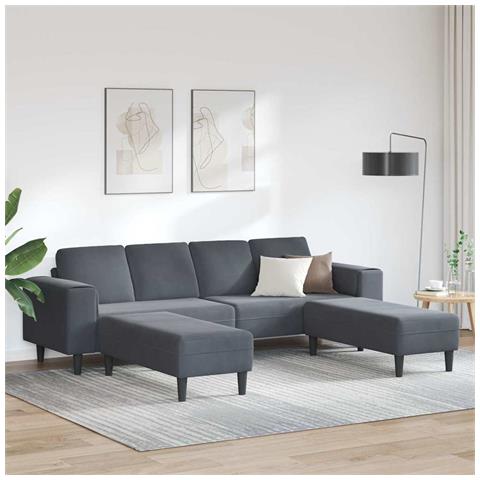 Set di divani 3 pcs Grigio scuro Velluto - Foto 2