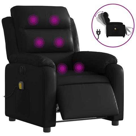 Poltrona Massaggiante Reclinabile Elettrica Nera in Similpelle - Foto 1