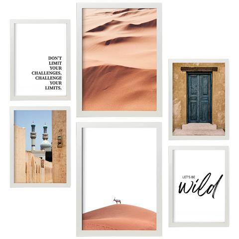 Set Di 6 Stampe Immagini Del Deserto Del Marocco, Stampe Artistiche Da Parete, Poster, Decorazioni, Design D'interni, Galleria D'arte A3 & A4 Cornice Bianca - Foto 1