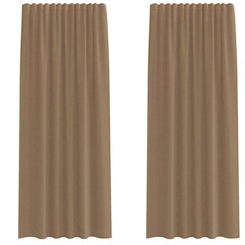 Tende in Voile con Tasche per Aste 2 pz Marrone Chiaro - Foto 1