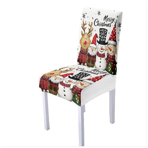 Coprisedie Natalizie Festive - Set Di 4 Coprisedie Da Pranzo Con Personaggi Natalizi - Foto 1
