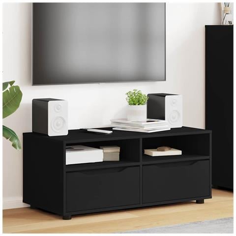 Mobile TV con cassetto Nero 100 x 48 x 43 cm Legno multistrato - Foto 2