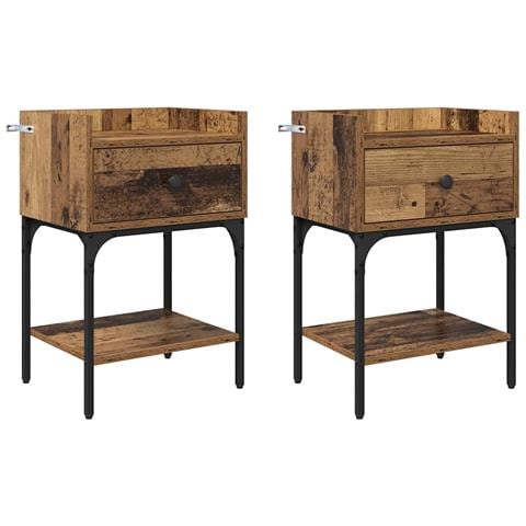 Comodino 2 pcs Legno vecchio 40 x 29 x 60 cm Legno multistrato - Foto 1