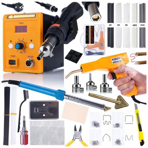 Stazione Saldante Hot-air 858d Set - 3 Ugelli, 700w, Regolazione Temperatura E Flusso Aria, Sicurezza Esd, Kit Completo Per Saldatura Plastica - Foto 1