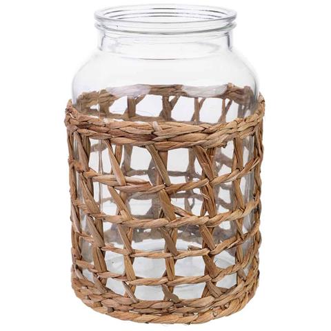 Vaso In Vetro Rivestito In Fibre Naturali D16x25h Cm - Foto 1